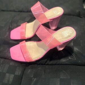 Nordstrom Pink Heeled Sandals with Clear Straps